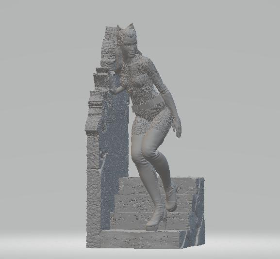 楼梯上的猫女3D打印模型