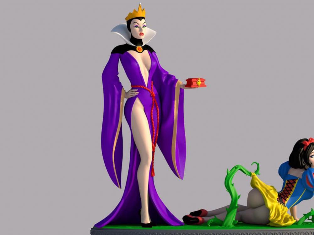 白雪公主与王后3D打印模型