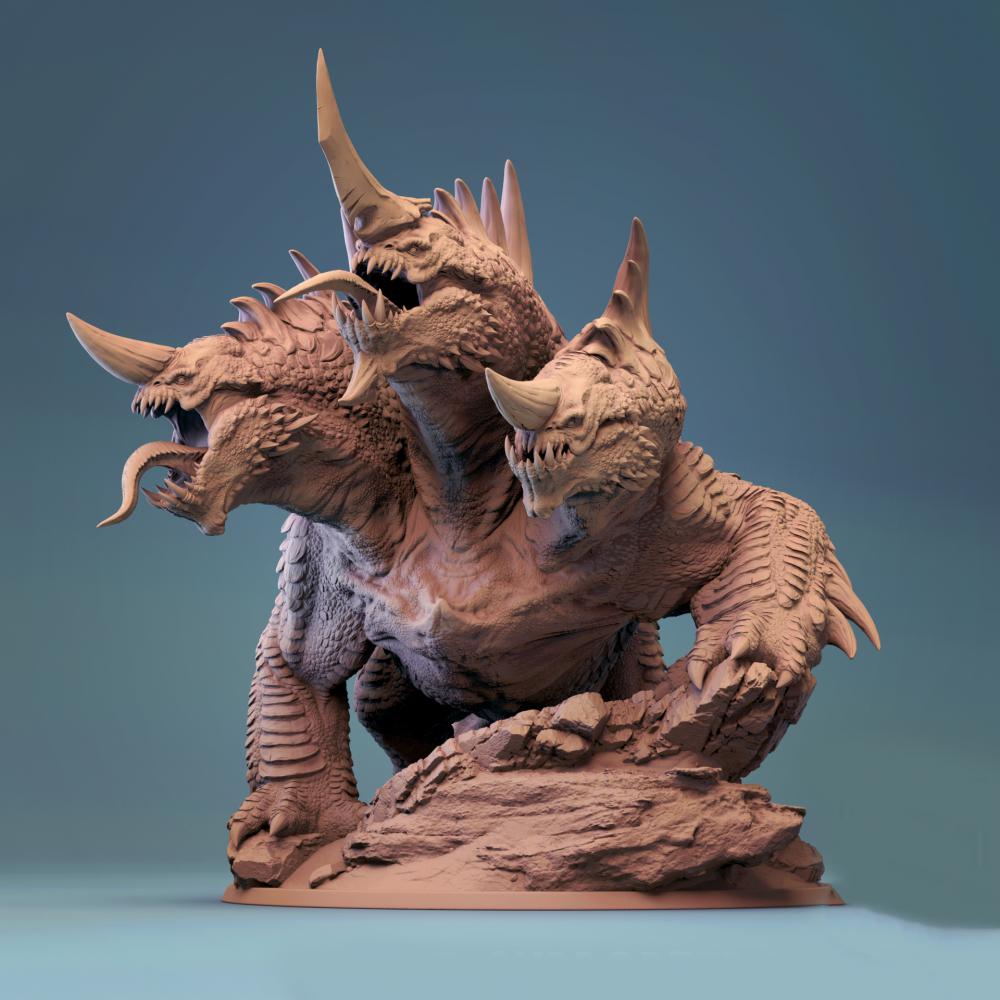 三头地狱龙3D打印模型