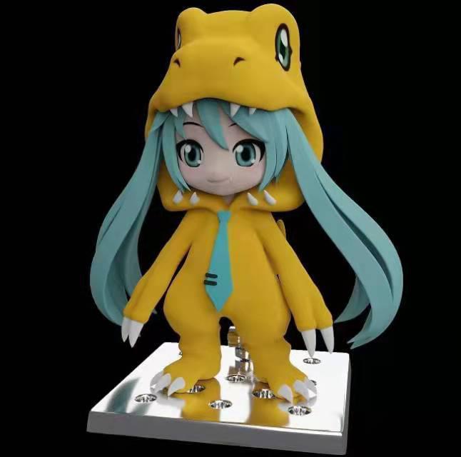 数码宝贝初音亚古兽玩偶服3D打印模型