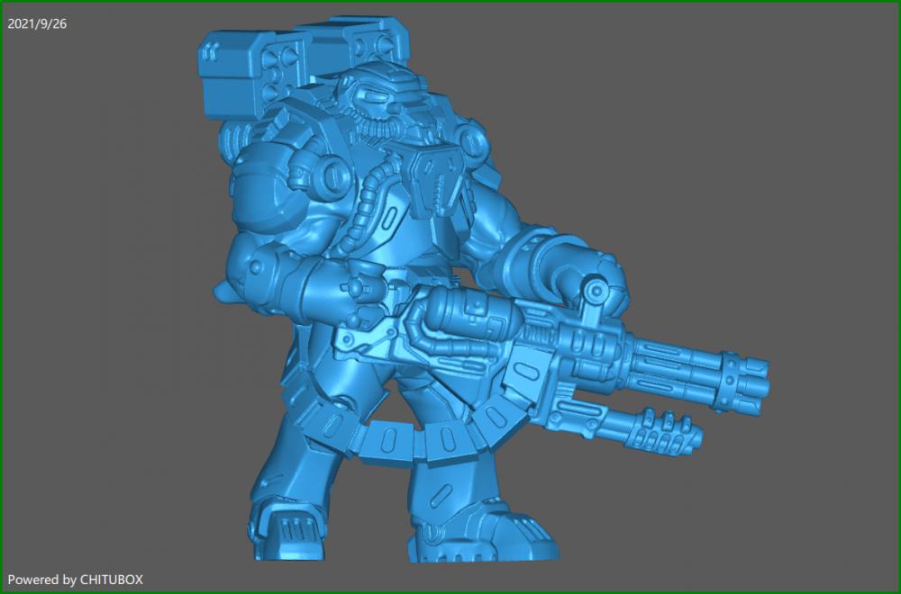 持多管机枪的机甲战士3D打印模型