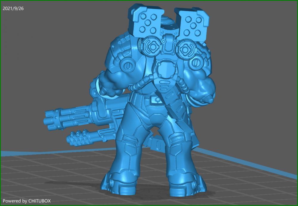 持多管机枪的机甲战士3D打印模型