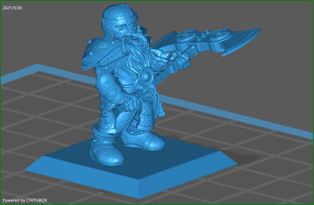 双手持巨斧的矮人战士3D打印模型
