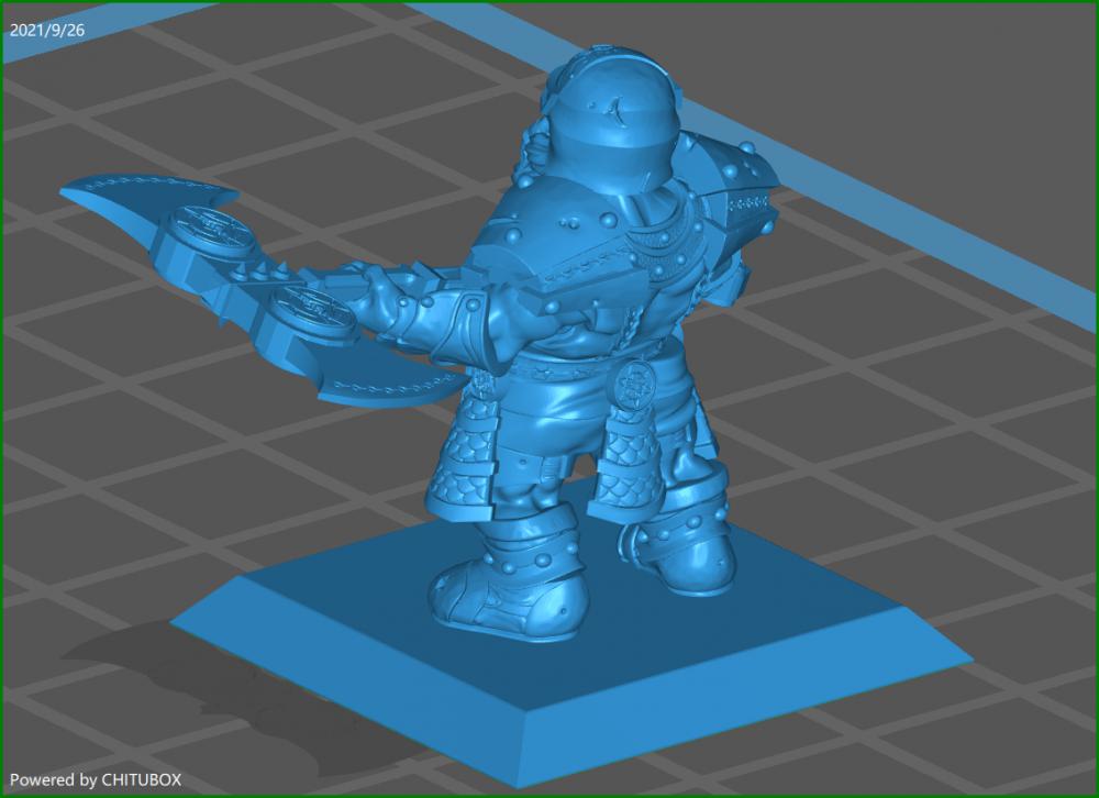 双手持巨斧的矮人战士3D打印模型
