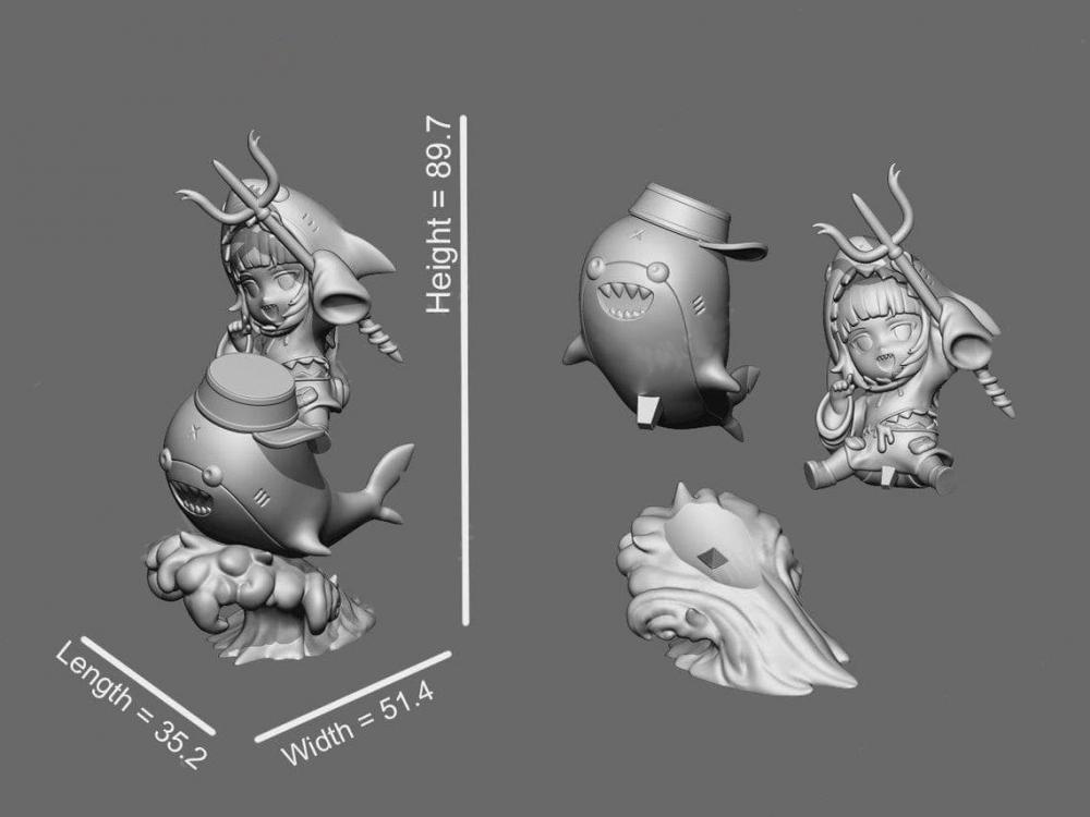 鲨鱼娘 噶呜·古拉3D打印模型