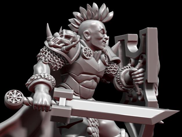 手持剑盾的战士3D打印模型
