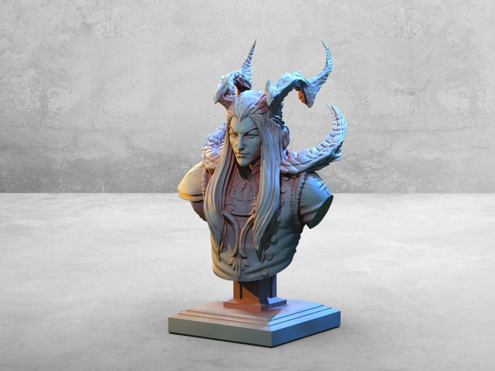 堕落天使 阿扎西布 胸雕3D打印模型