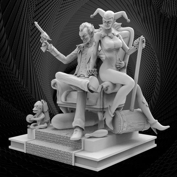 小丑与小丑女 王座版3D打印模型