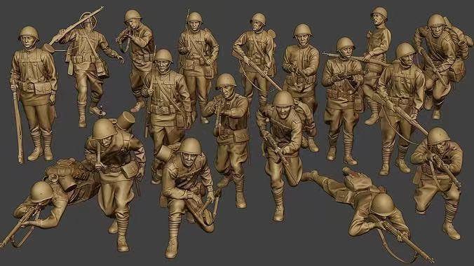 俄罗斯士兵 兵人合集3D打印模型