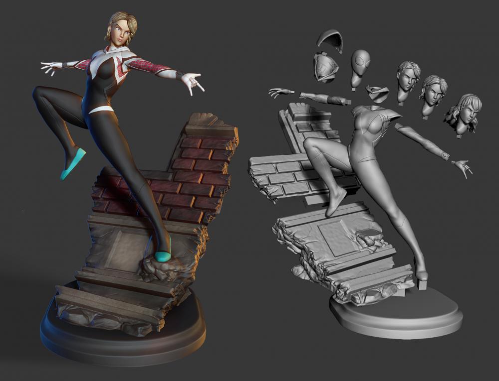 女蜘蛛侠 格温 战斗版3D打印模型
