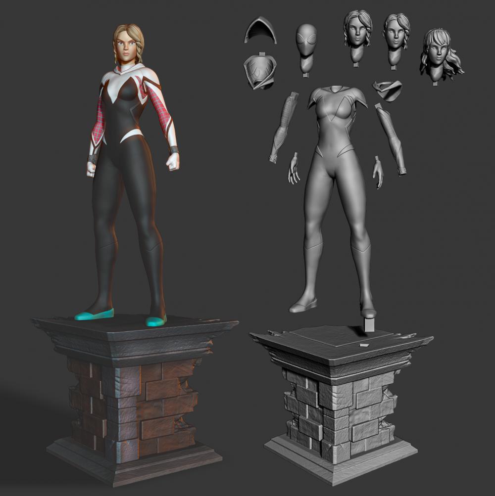 女蜘蛛侠 格温 站姿版3D打印模型