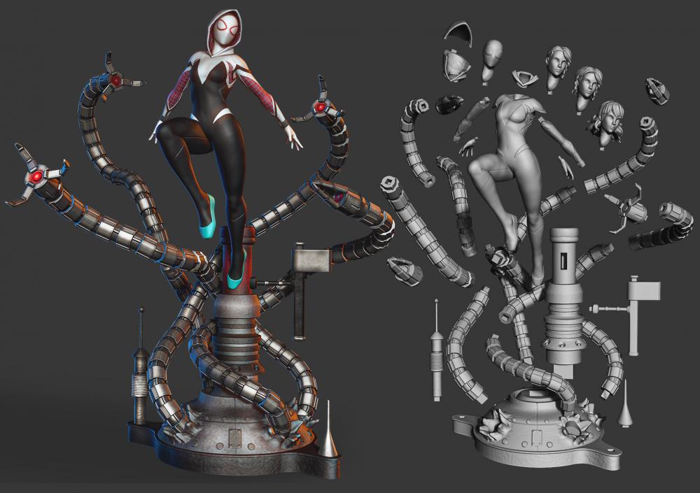 女蜘蛛侠 格温 章鱼博士版3D打印模型