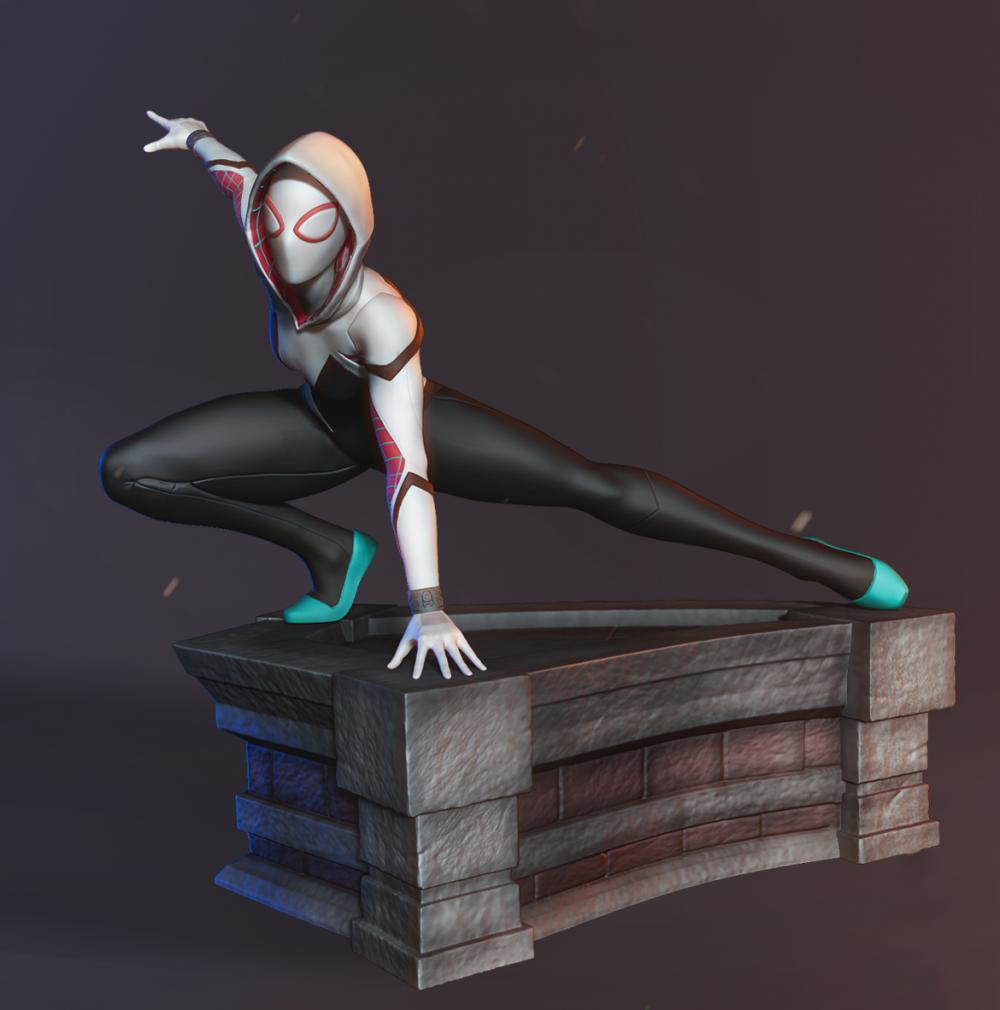 女蜘蛛侠 格温 蹲姿版3D打印模型