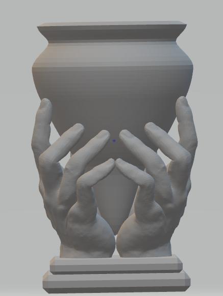 双手托起的陶罐3D打印模型