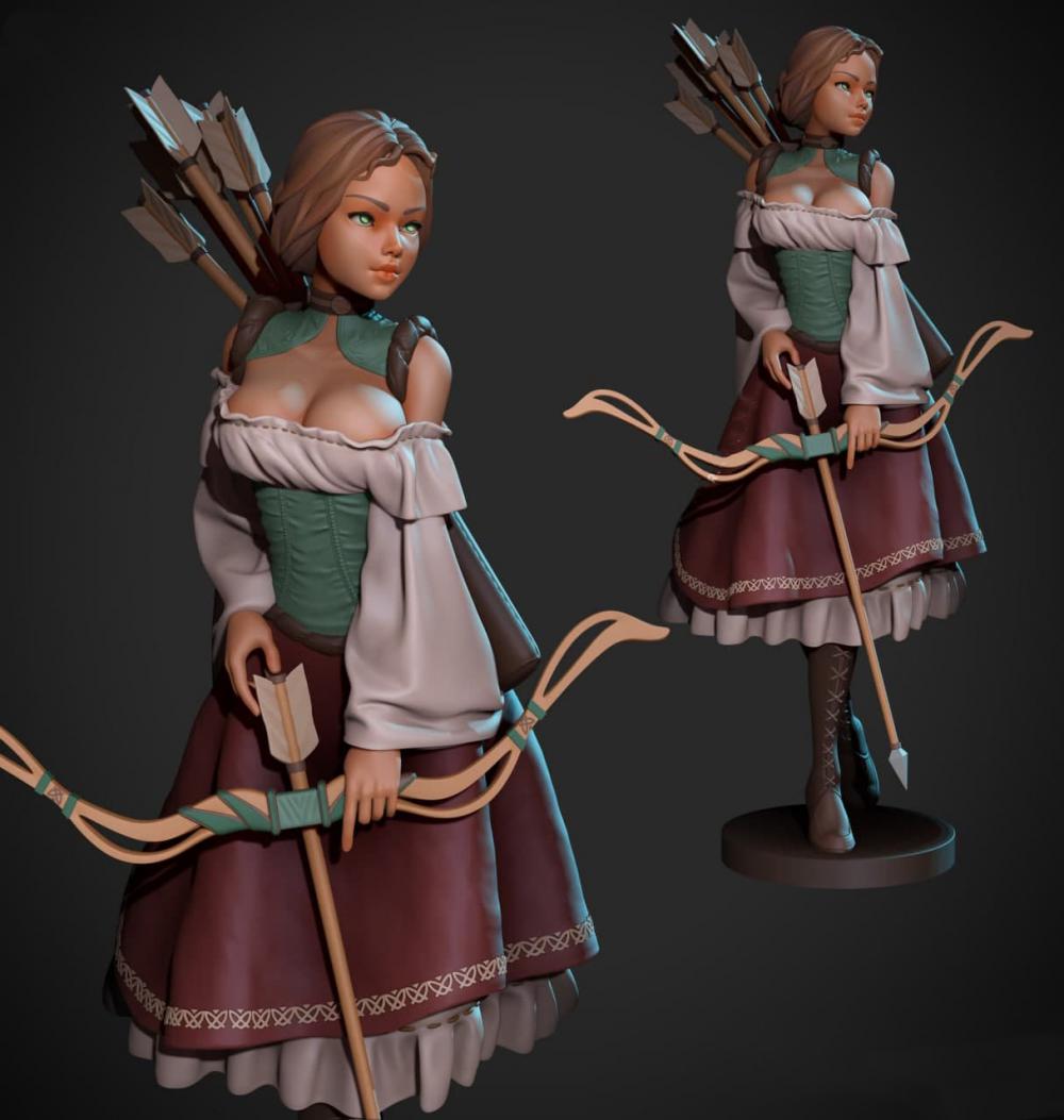 女弓箭手3D打印模型