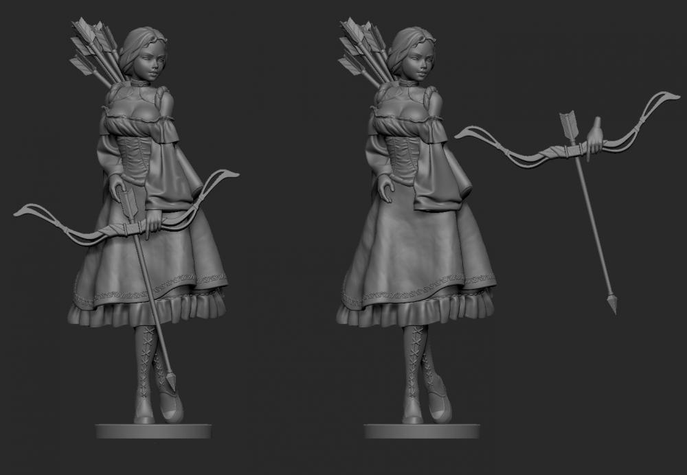 女弓箭手3D打印模型