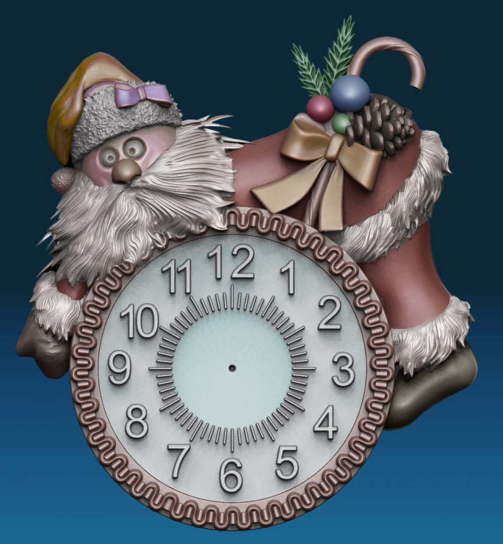 钟 圣诞老人版3D打印模型