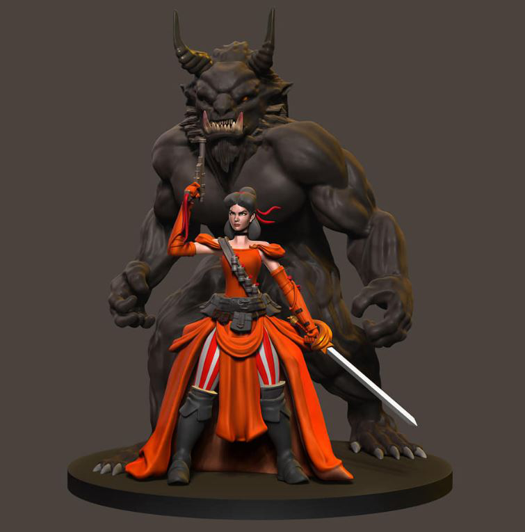 贝尔公主与野兽 战士版3D打印模型