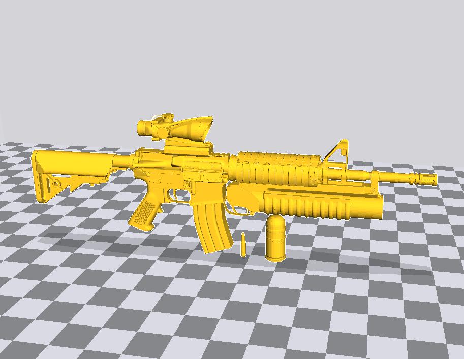 M4A1突击步枪+榴弹发射器3D打印模型