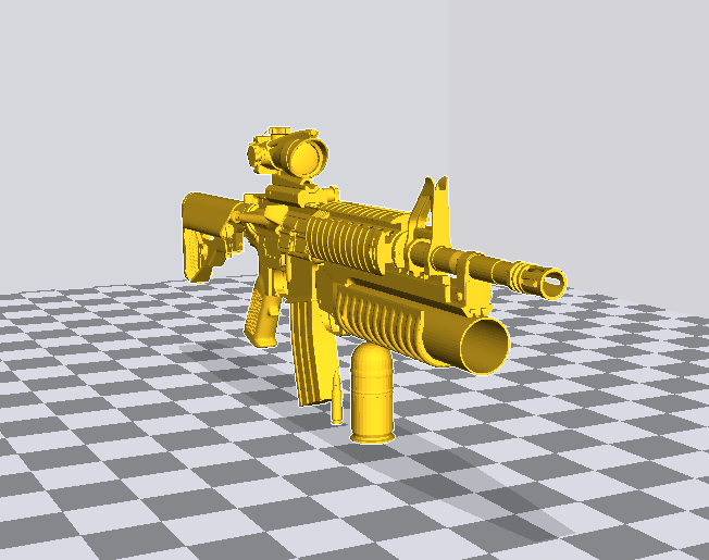 M4A1突击步枪+榴弹发射器3D打印模型