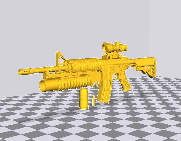 M4A1突击步枪+榴弹发射器3D打印模型