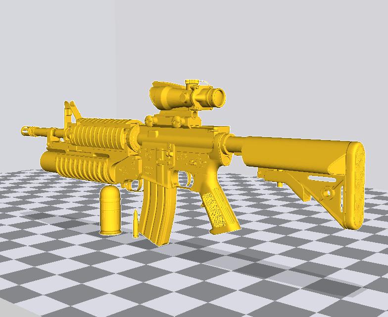 M4A1突击步枪+榴弹发射器3D打印模型