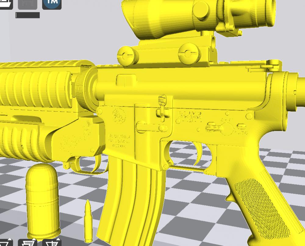 M4A1突击步枪+榴弹发射器3D打印模型
