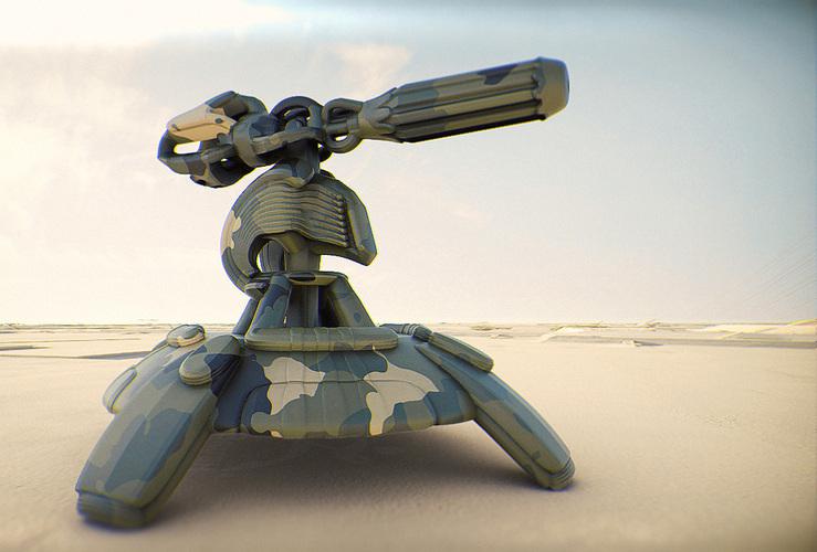 未来的自行火炮机器人3D打印模型