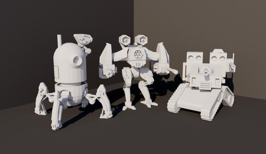 机器人叔叔三个3D打印模型