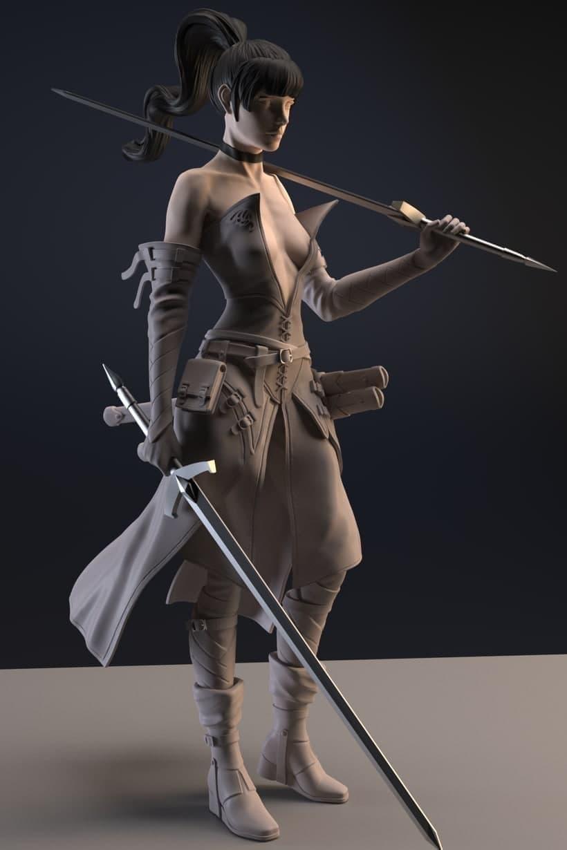 女剑客3D打印模型