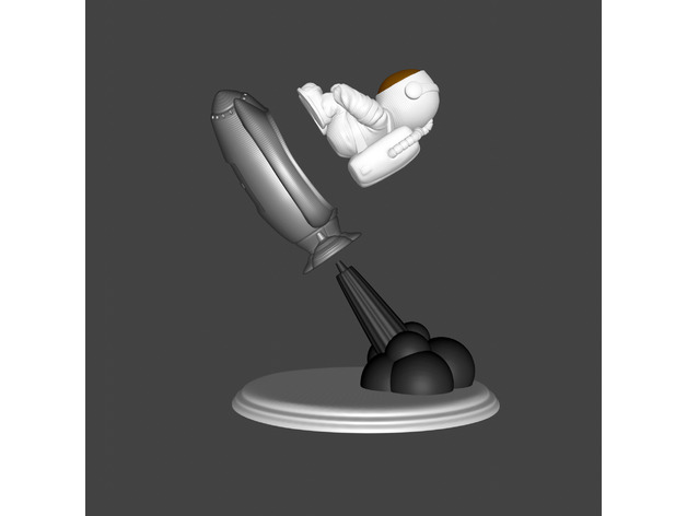 宇航员坐火箭3D打印模型