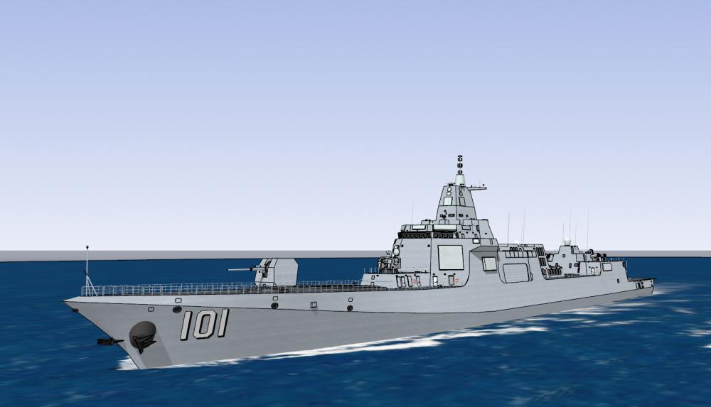 中国海军055导弹驱逐舰3D打印模型