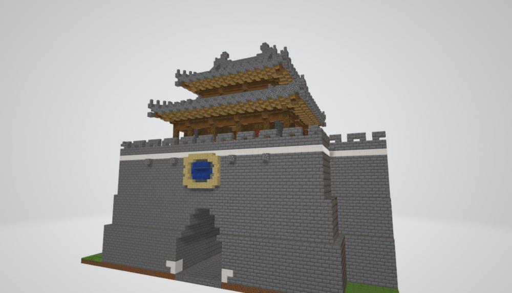 我的世界国风城门古建筑3D打印模型