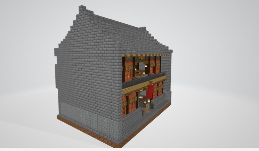 我的世界古建筑二层民房3D打印模型