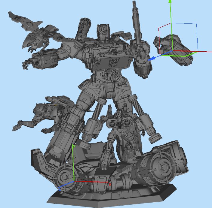 变形金刚 声波雕像 包含轰隆隆 激光鸟 机械狗3D打印模型