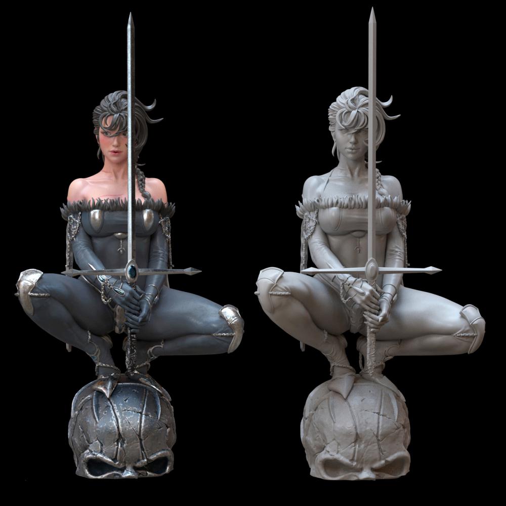 持剑美女3D打印模型