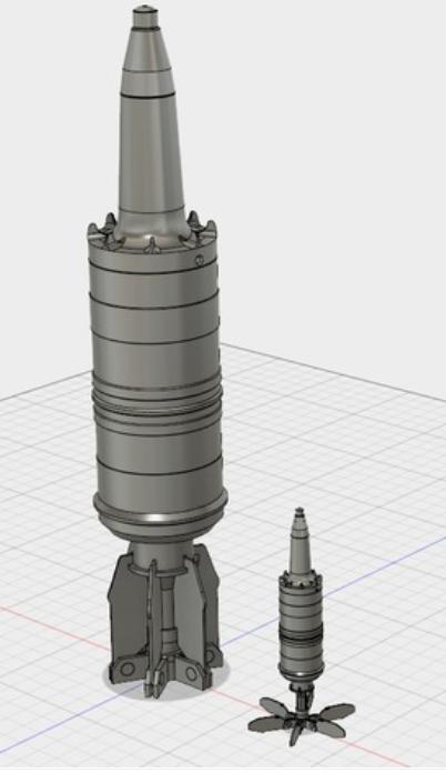 真实大小的俄国125mm HEAT弹3D打印模型