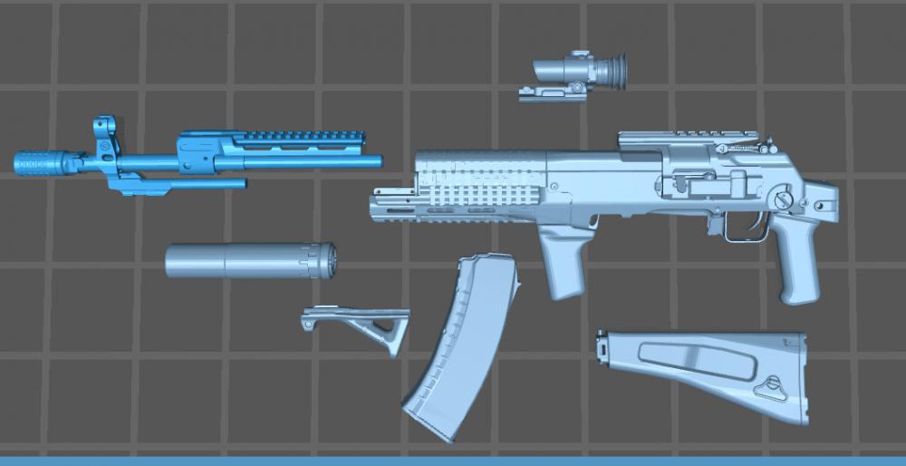 1：4AN-94突击步枪模型3D打印模型