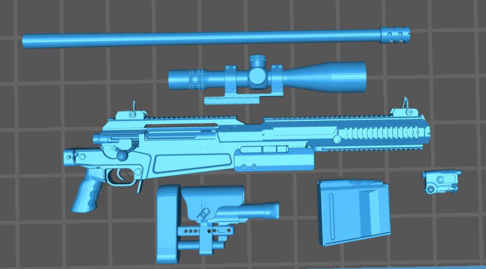 1：4AX-50反器材步枪模型3D打印模型