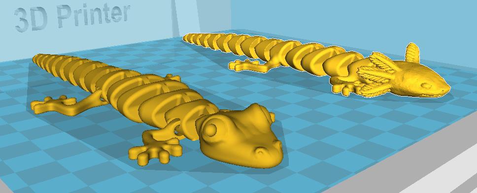 可动铰链式壁虎+蝾螈3D打印模型