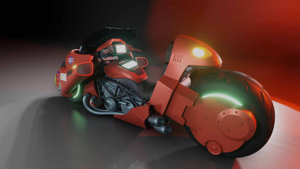 金田正太郎和阿基拉摩托3D打印模型