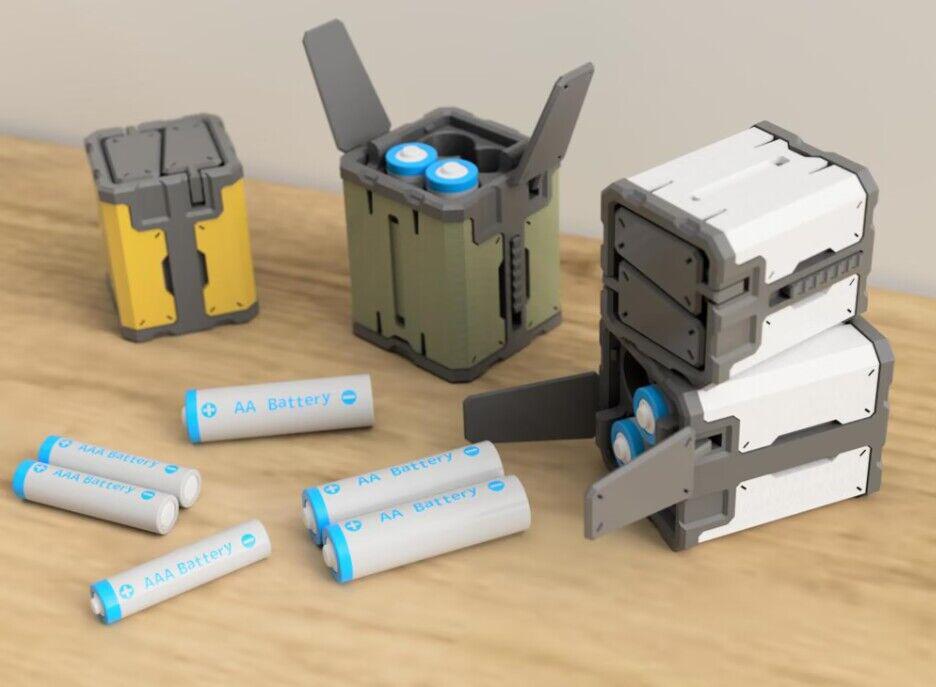 科幻电池盒 导弹舱样式3D打印模型
