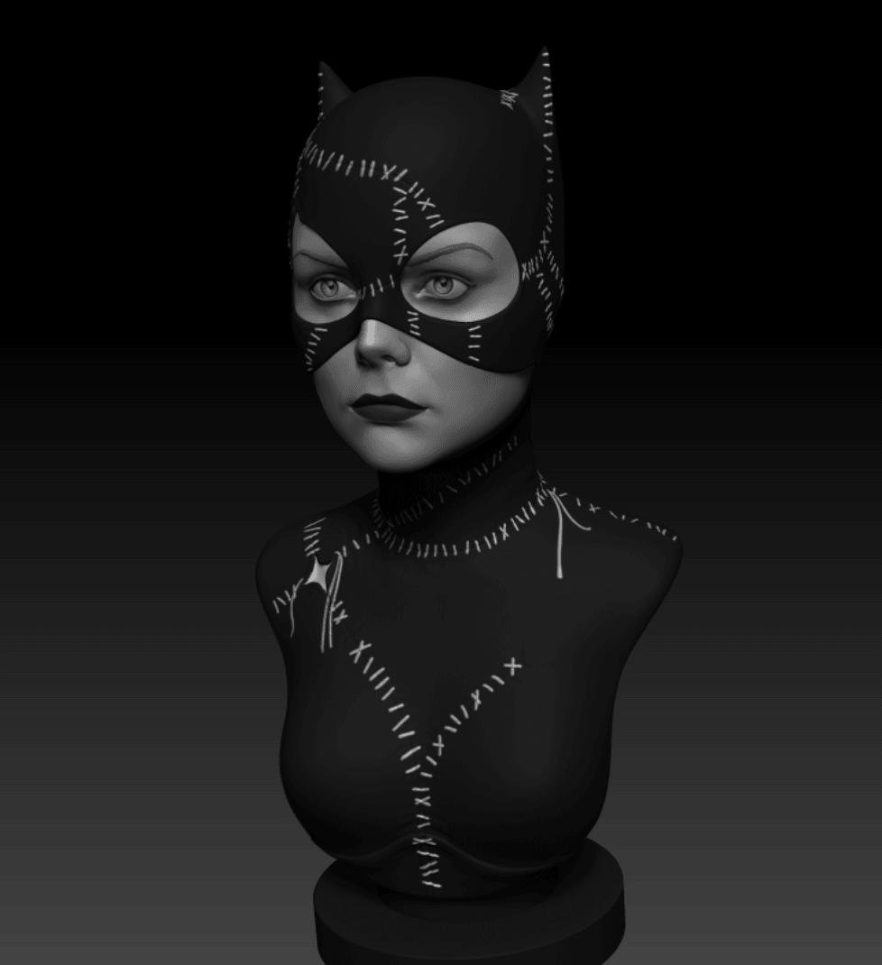 猫女 胸像3D打印模型