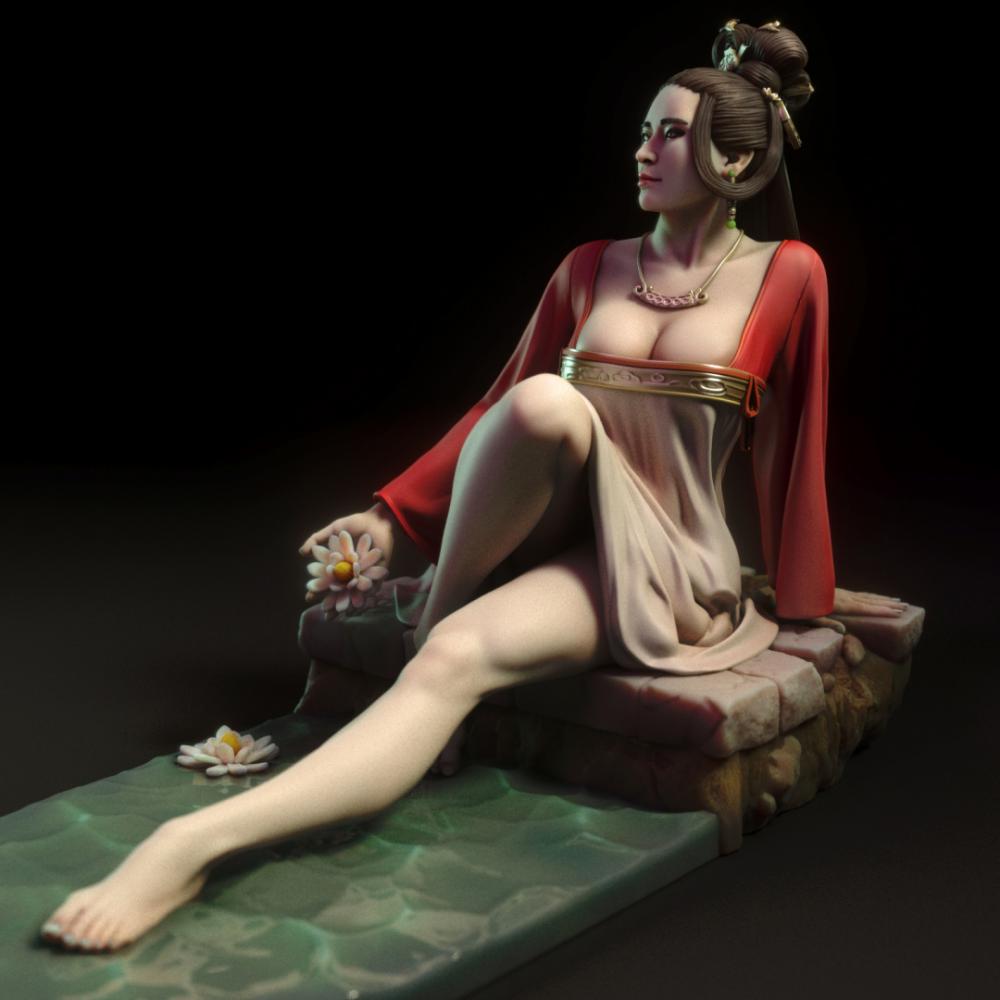 中国古风 唐朝美女3D打印模型