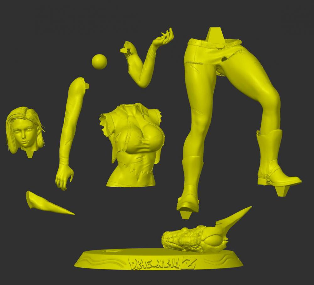 龙珠 18号脚踩沙鲁3D打印模型