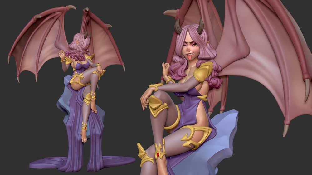 天使与恶魔 双体 三头3D打印模型
