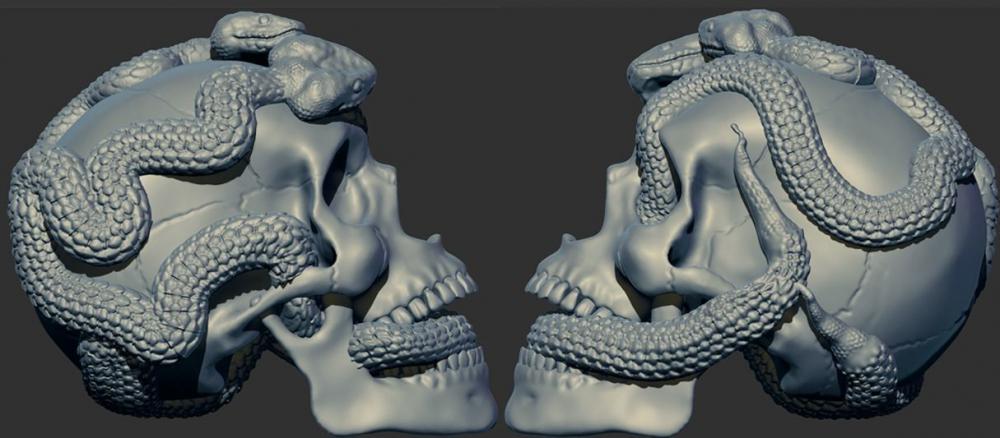 骷髅蛇3D打印模型