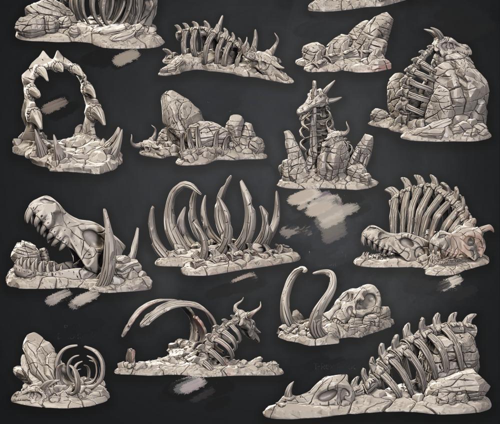 龙骨荒地场景3D打印模型