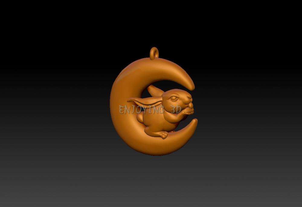 月亮兔子吊墜3D打印模型