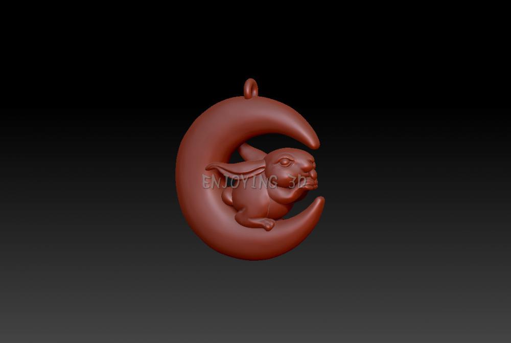 月亮兔子吊墜3D打印模型